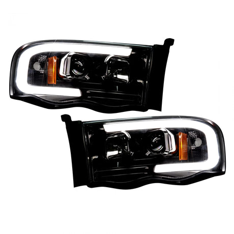 Dodge RAM 1500/2500/3500 02-05 Projector Headlights OLED Halos & DRL in Smoked/Black