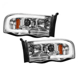 Dodge RAM 02-05 Projector Headlights OLED Halos & DRL in Clear/Chrome