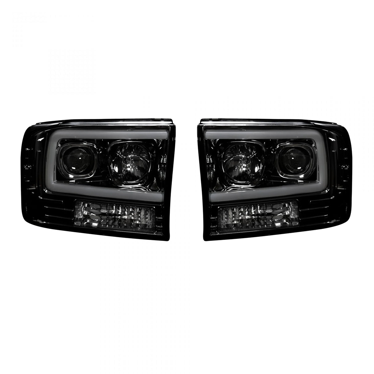 Ford Super Duty 99-04 Projector Headlights OLED Halos DRL Smoked/Black