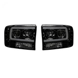 Ford Super Duty 99-04 Projector Headlights OLED Halos DRL Smoked/Black