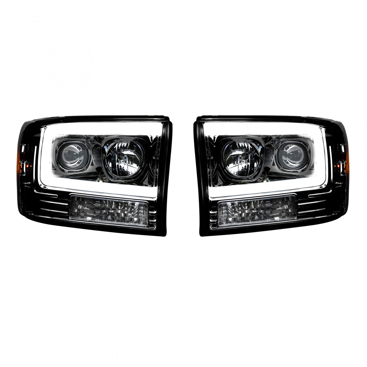 Ford Super Duty 99-04 Projector Headlights OLED Halos DRL Smoked/Black