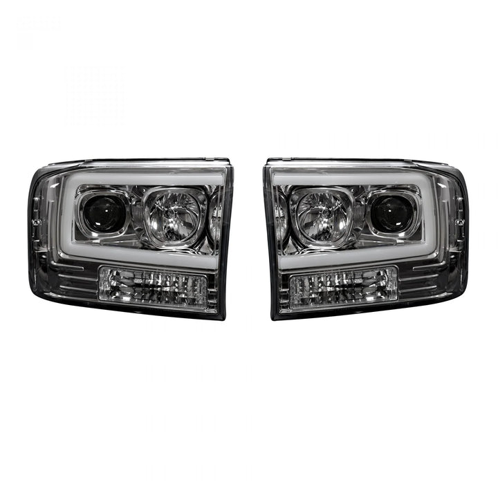 Ford Super Duty 99-04 Projector Headlights OLED Halos & DRL in Clear/Chrome