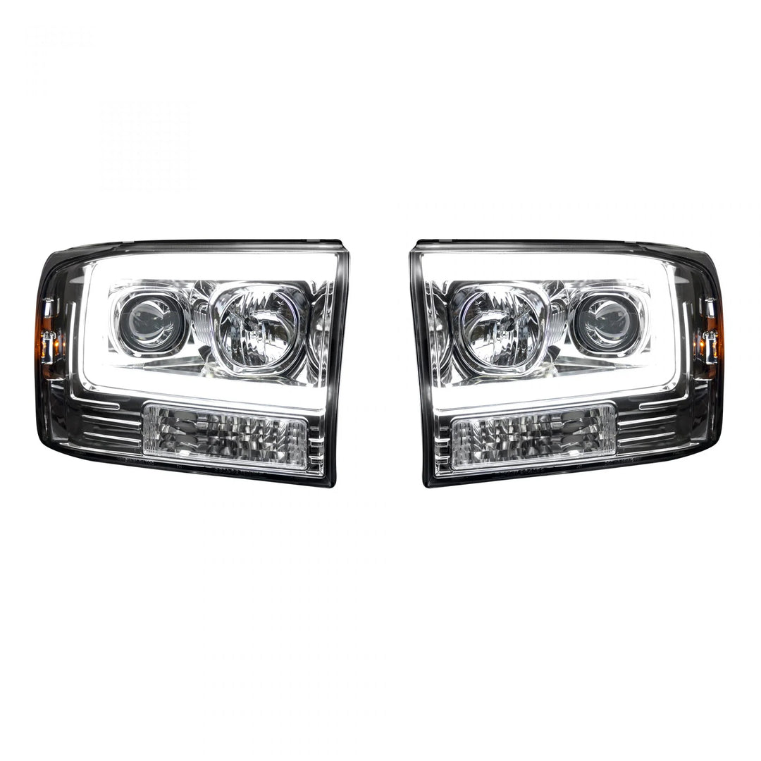 Ford Super Duty 99-04 Projector Headlights OLED Halos & DRL in Clear/Chrome