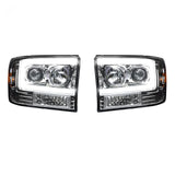 Ford Super Duty 99-04 Projector Headlights OLED Halos & DRL in Clear/Chrome