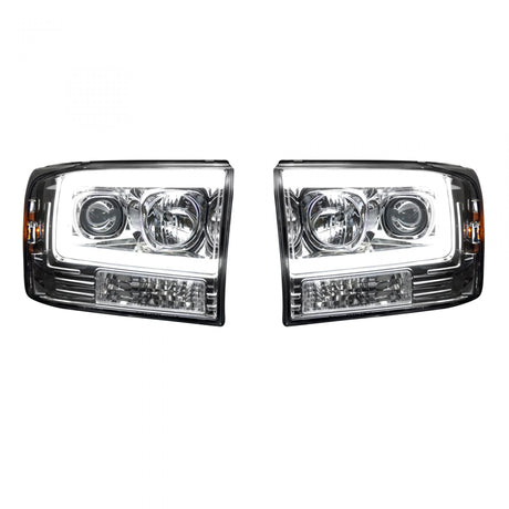 Ford Super Duty 99-04 Projector Headlights OLED Halos & DRL in Clear/Chrome