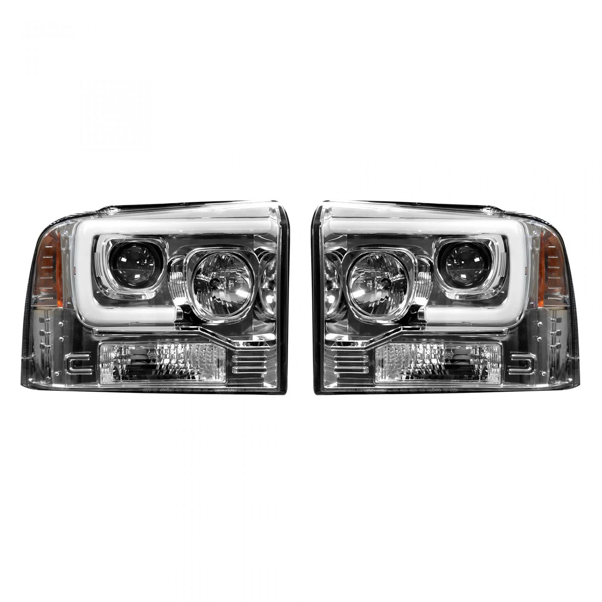 Ford Super Duty 05-07 Projector Headlights OLED Halos DRL Clear/Chrome