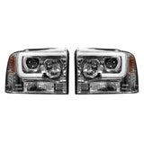 Ford Super Duty 05-07 Projector Headlights OLED Halos DRL Clear/Chrome