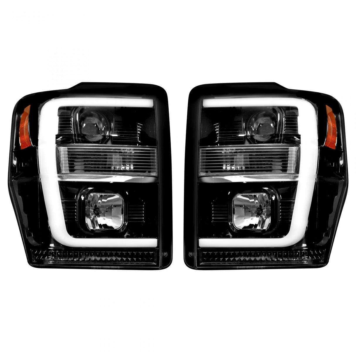 Ford Super Duty 08-10 Projector Headlights OLED Halos DRL Smoked/Black