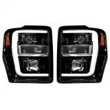 Ford Super Duty 08-10 Projector Headlights OLED Halos DRL Smoked/Black