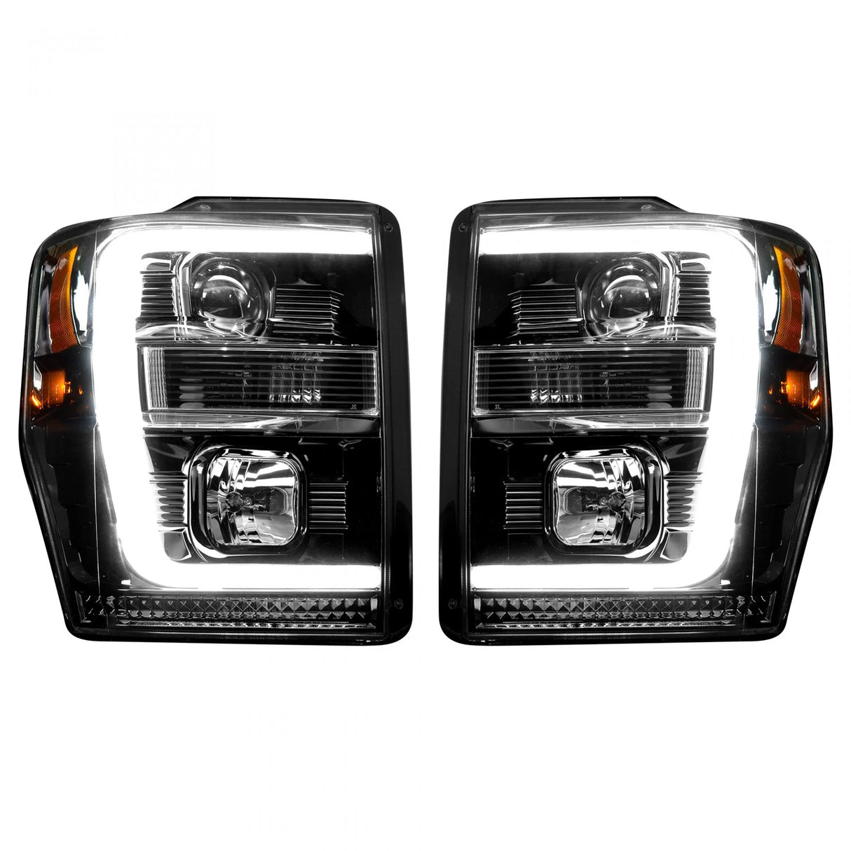 Ford Super Duty 08-10 Projector Headlights OLED Halos DRL Smoked/Black