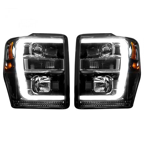 Ford Super Duty 08-10 Projector Headlights OLED Halos DRL Smoked/Black