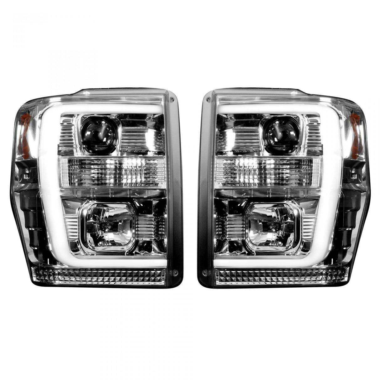 Ford Super Duty 08-10 Projector Headlights OLED Halos DRL Clear/Chrome