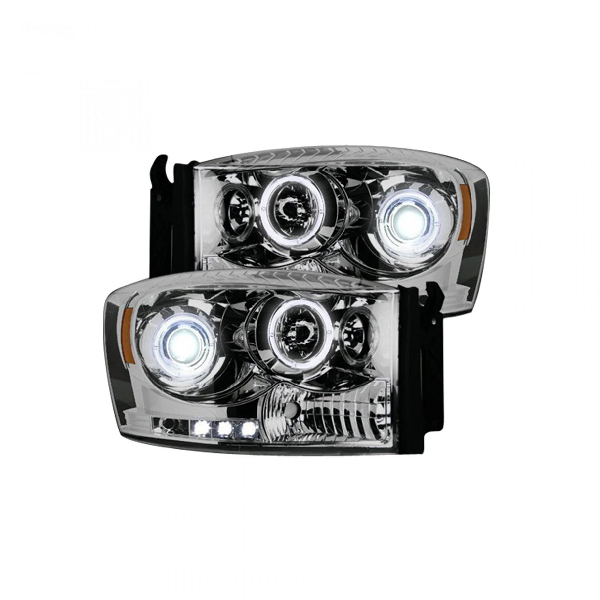 Dodge RAM 1500 06-08 Projector Headlights CCFL Halos & DRL in Clear/Chrome