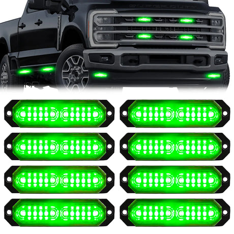 Universal 8-PC Ultra Slim Aluminum Surface Mounted 4.5" Emergency Ultra Bright LED Strobe w/ 17 Light Functions - Multiple Options