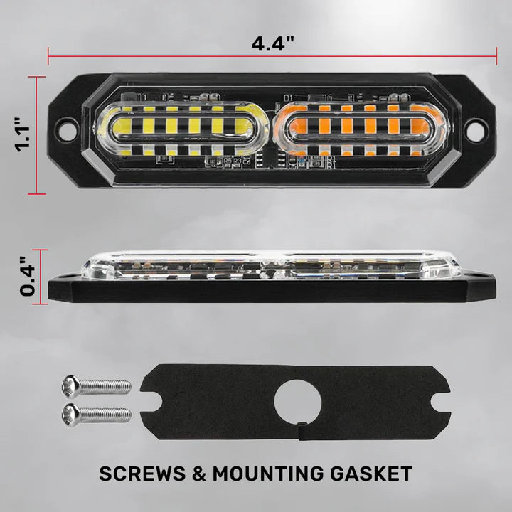 Universal 8-PC Ultra Slim Aluminum Surface Mounted 4.5" Emergency Ultra Bright LED Strobe w/ 17 Light Functions - Multiple Options