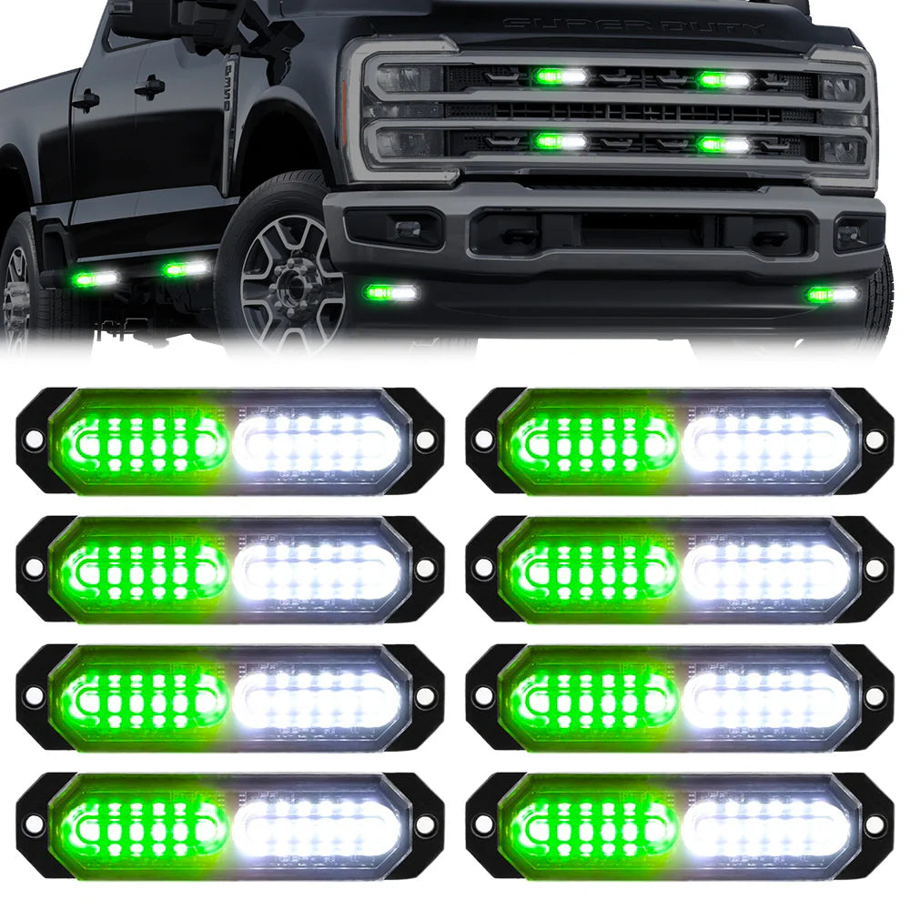 Universal 8-PC Ultra Slim Aluminum Surface Mounted 4.5" Emergency Ultra Bright LED Strobe w/ 17 Light Functions - Multiple Options