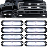 Universal 8-PC Ultra Slim Aluminum Surface Mounted 4.5" Emergency Ultra Bright LED Strobe w/ 17 Light Functions - Multiple Options