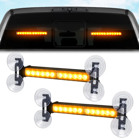 Interior Rear Window 2-PC LED Strobe/Flashing Light Bars - Suction Cup Installation A/C Adapter Plug & Play with 20 Lighting Function - Multiple Colors