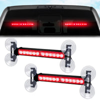 Interior Rear Window 2-PC LED Strobe/Flashing Light Bars - Suction Cup Installation A/C Adapter Plug & Play with 20 Lighting Function - Multiple Colors