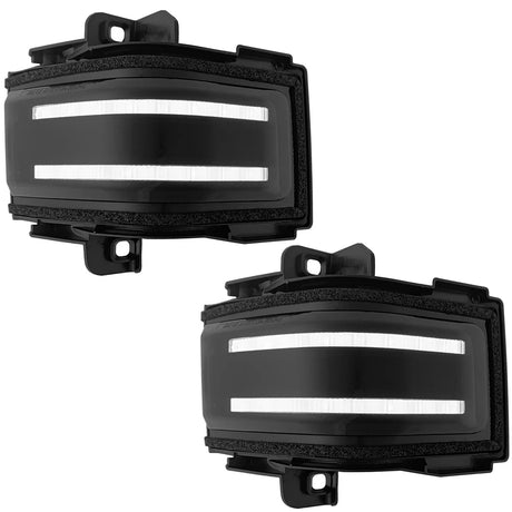 Ford 17-25 Super Duty White DRL LED Side Mirror Lenses - SMOKED LENS