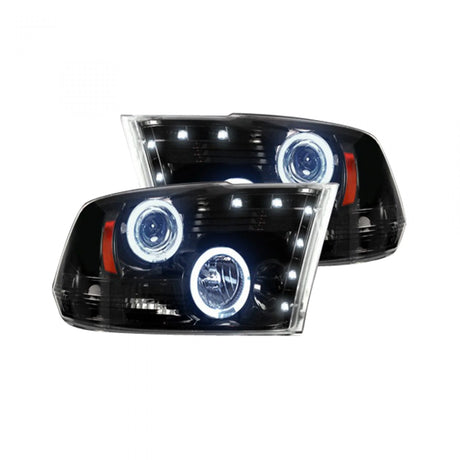 Dodge RAM 1500 09-23 Classic Body Projector Headlights CCFL Halos & DRL in Smoked/Black