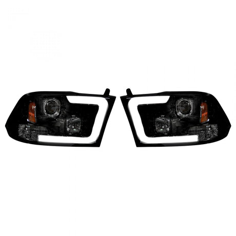 Dodge RAM 1500 09-23 Classic Body Projector Headlights OLED Halos & DRL in Smoked/Black