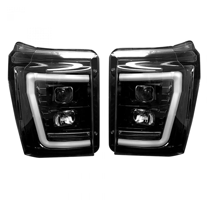 Ford Super Duty F-250/350/450/550 11-16 Projector Headlights OLED Halos & DRL Smoked/Black