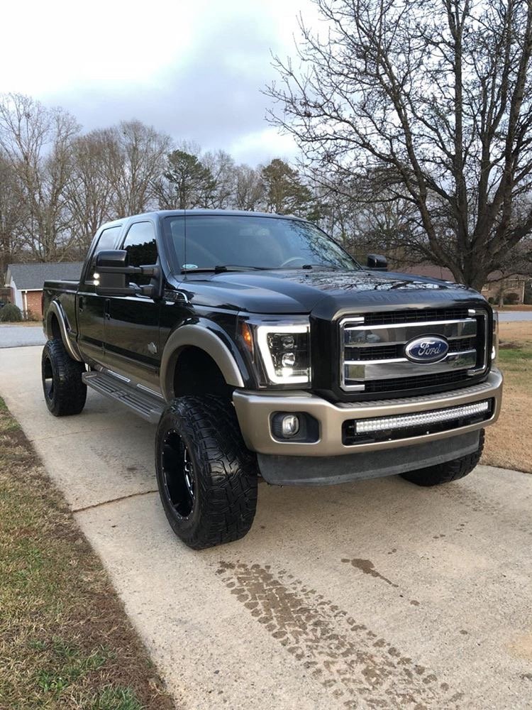 Ford Super Duty F-250/350/450/550 11-16 Projector Headlights OLED Halos & DRL Smoked/Black