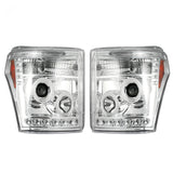 Ford Super Duty F250/350/450/550 11-16 Projector Headlights CCFL Halos & DRL Clear/Chrome