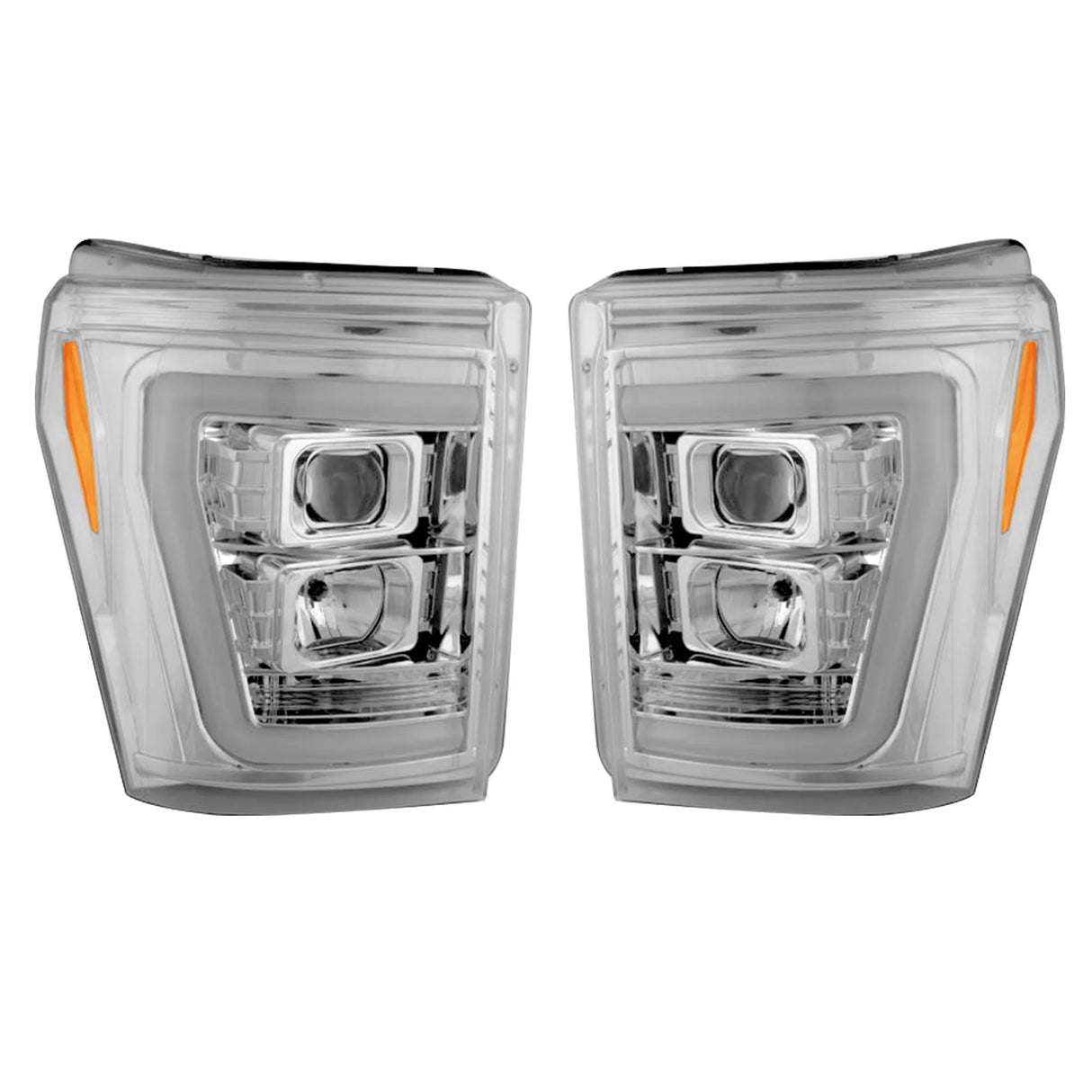 Ford Super Duty F250/350/450/550 11-16 Projector Headlights OLED Halos & DRL Clear/Chrome