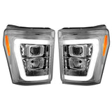 Ford Super Duty F250/350/450/550 11-16 Projector Headlights OLED Halos & DRL Clear/Chrome