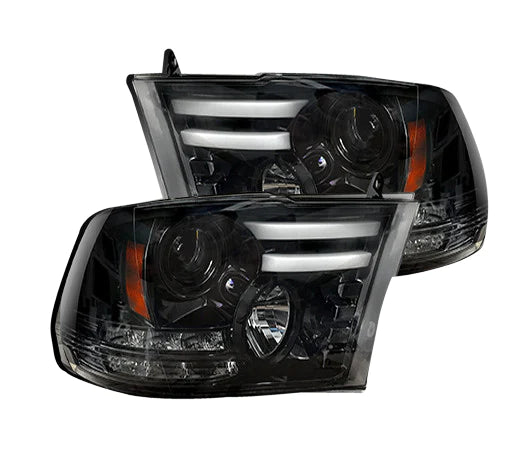 Dodge RAM 1500 14-24 Classic Body Projector Headlights OLED DRL & LED Signals in Smoked/Black