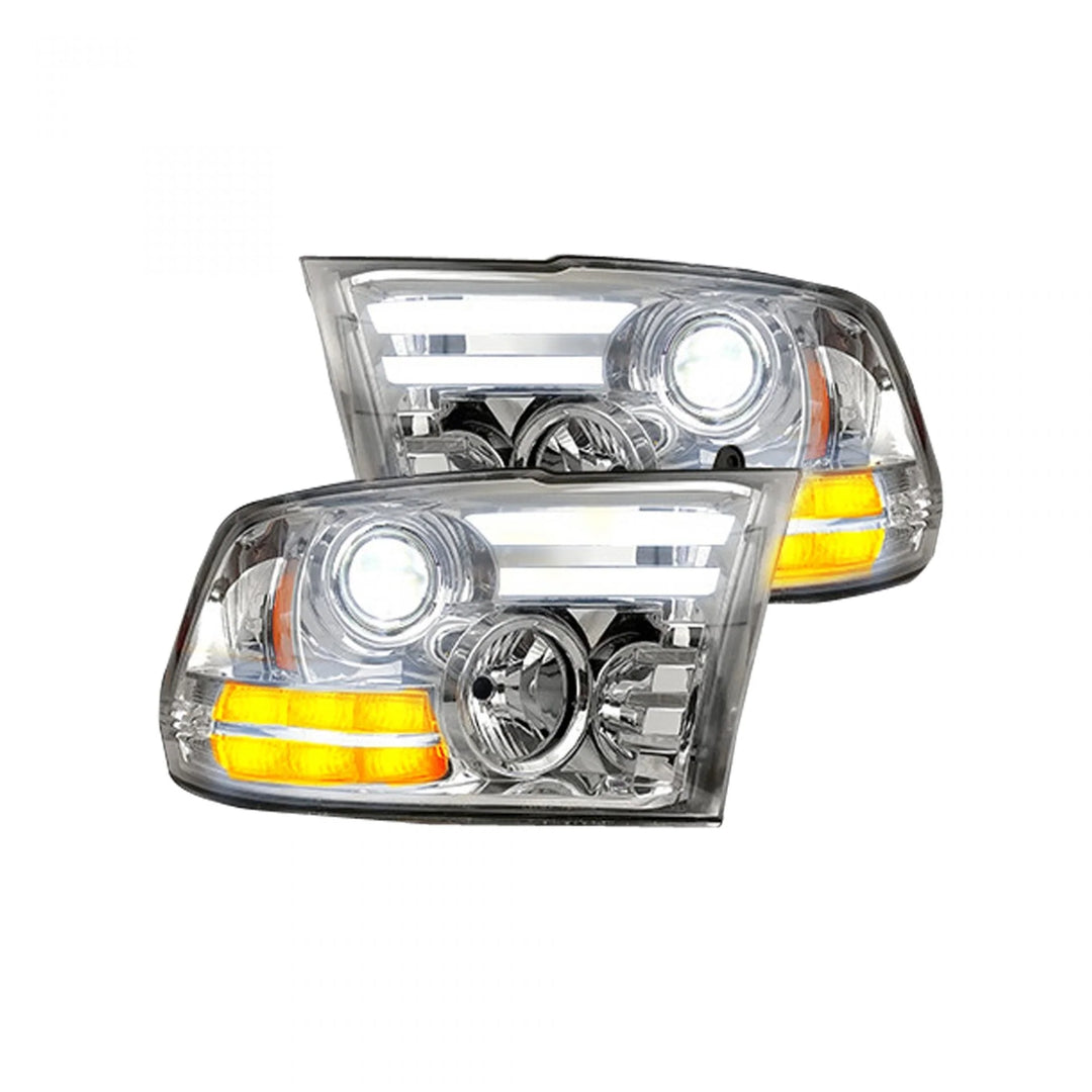 Dodge RAM 2500/3500 15-18 Projector Headlights OLED DRL & LED Signals in Clear/Chrome