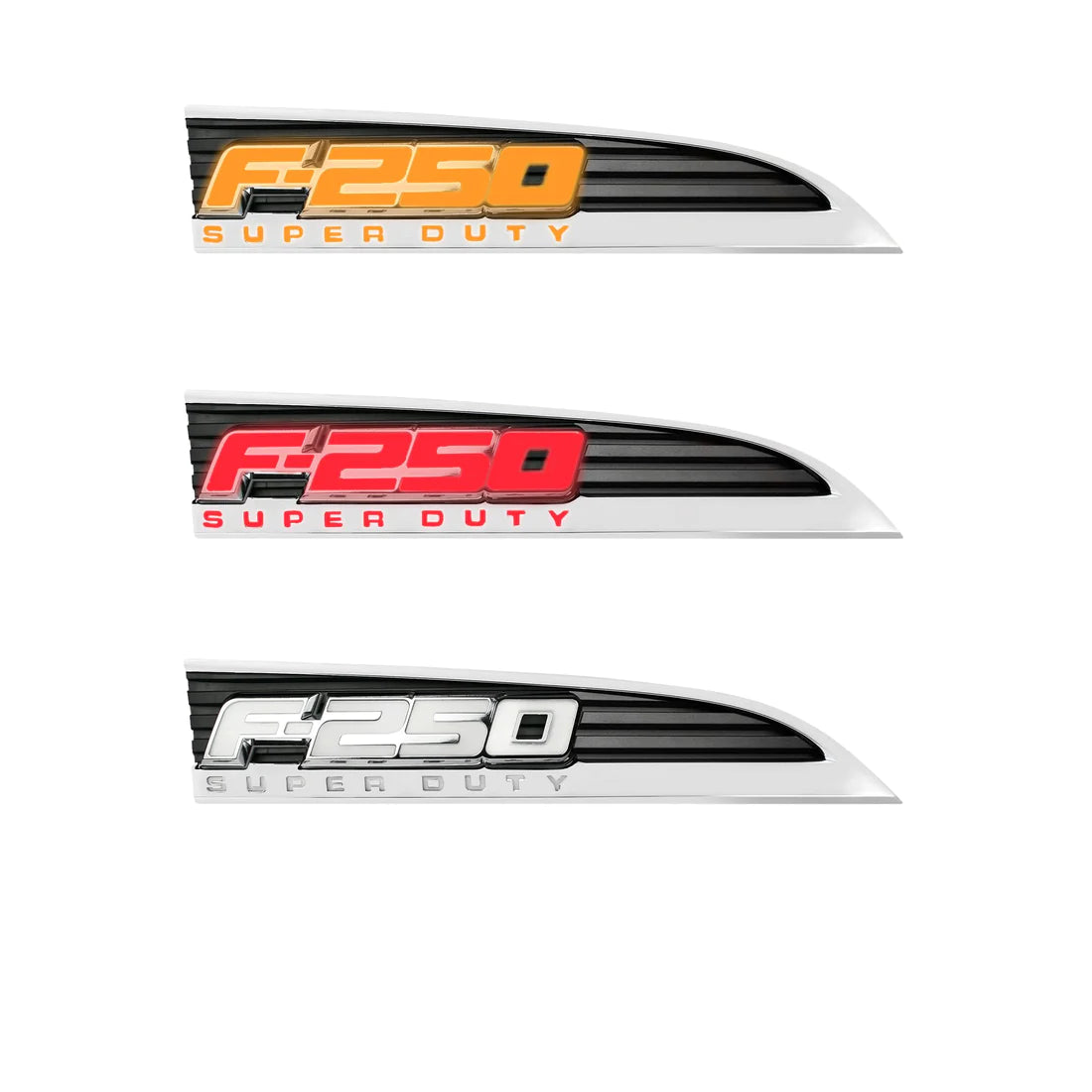 Ford F250 11-16 Illuminated Emblems Chrome in Amber, Red & White