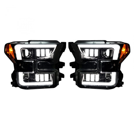 Ford F150 15-17 Projector Headlights OLED DRL LED Turn Signs in Smoked/Black