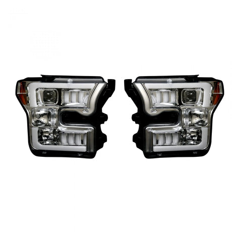 Ford F150 15-17 Projector Headlights OLED DRL & LED in Clear/Chrome