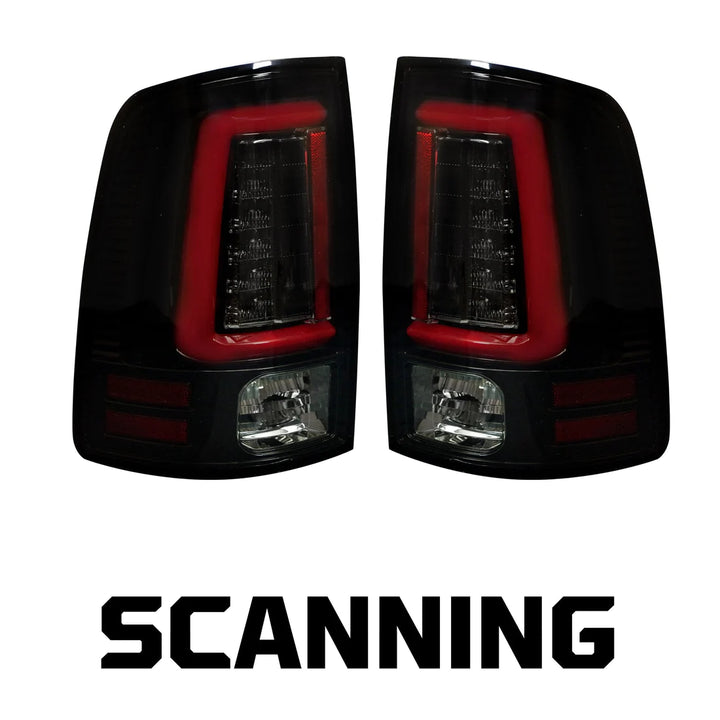 Dodge RAM 2500/3500 2014-2018 (Replaces OEM LED ONLY) OLED Tail Lights Scanning OLED Turn Signals in Smoked