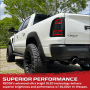 Dodge RAM 2500/3500 19-24 Ultra Bright OLED Tail Lights w/ Scanning Red Turn Signals (Replaces OEM LED Tail Lights Only with BLIS) - Multiple Lens