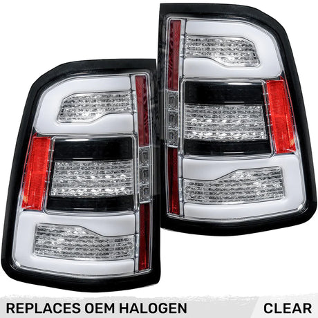 Dodge RAM 2500/3500 19-24 Ultra Bright OLED Tail Lights w/ Scanning Amber Turn Signals (Replaces OEM Halogen Tail Lights Only) - Multiple Lens