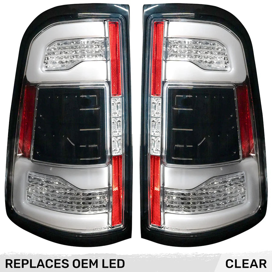 Dodge RAM 2500/3500 19-24 Ultra Bright OLED Tail Lights w/ Scanning Red Turn Signals (Replaces OEM LED Tail Lights Only with BLIS) - Multiple Lens