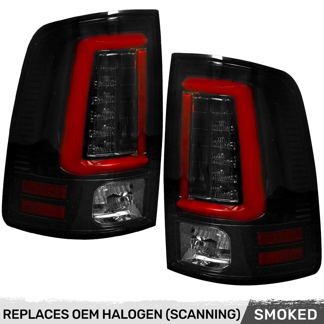 Dodge RAM 2500/3500 10-18 Ultra Bright OLED Tail Lights w/ Scanning Turn Signals (Replaces Factory Halogen Tail Lights) - SMOKED LENS