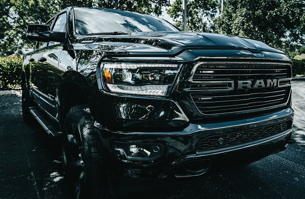 Dodge RAM 1500 19-23 5th Gen LED Hi/Low Beam Projector Headlights OLED DRL Scanning Switchback LED Signals Smoked/Black