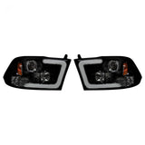 Dodge RAM 1500 09-23 Classic Body Projector Headlights OLED Halos & DRL in Smoked/Black