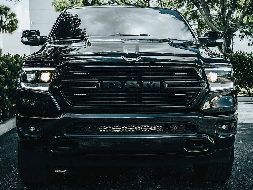 Dodge RAM 1500 19-23 5th Gen - Halogen Projector Headlights OLED DRL & Scanning Switchback LED Signals Smoked/Black