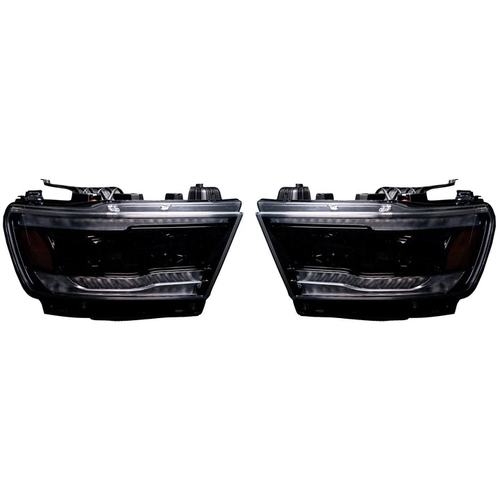 Dodge RAM 1500 19-23 5th Gen - Halogen Projector Headlights OLED DRL & Scanning Switchback LED Signals Smoked/Black