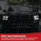 Dodge 19-23 RAM 1500 LED Projector Headlights Ultra High Power Smooth White OLED DRL & Scanning Amber LED Turn Signals w/ Startup Light Sequence (Replaces OEM LED Only) - Smoked / Black