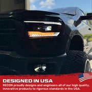 Dodge 19-23 RAM 1500 LED Projector Headlights Ultra High Power Smooth White OLED DRL & Scanning Amber LED Turn Signals w/ Startup Light Sequence (Replaces OEM LED Only) - Smoked / Black