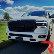 Dodge 19-23 RAM 1500 LED Projector Headlights Ultra High Power Smooth White OLED DRL & Scanning Amber LED Turn Signals w/ Startup Light Sequence (Replaces OEM LED Only) - Smoked / Black