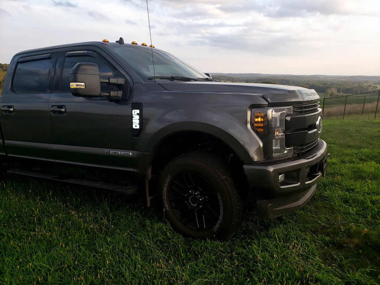 Ford F350 17-22 Illuminated Emblems in Black with Amber, Red, White & Blue LED