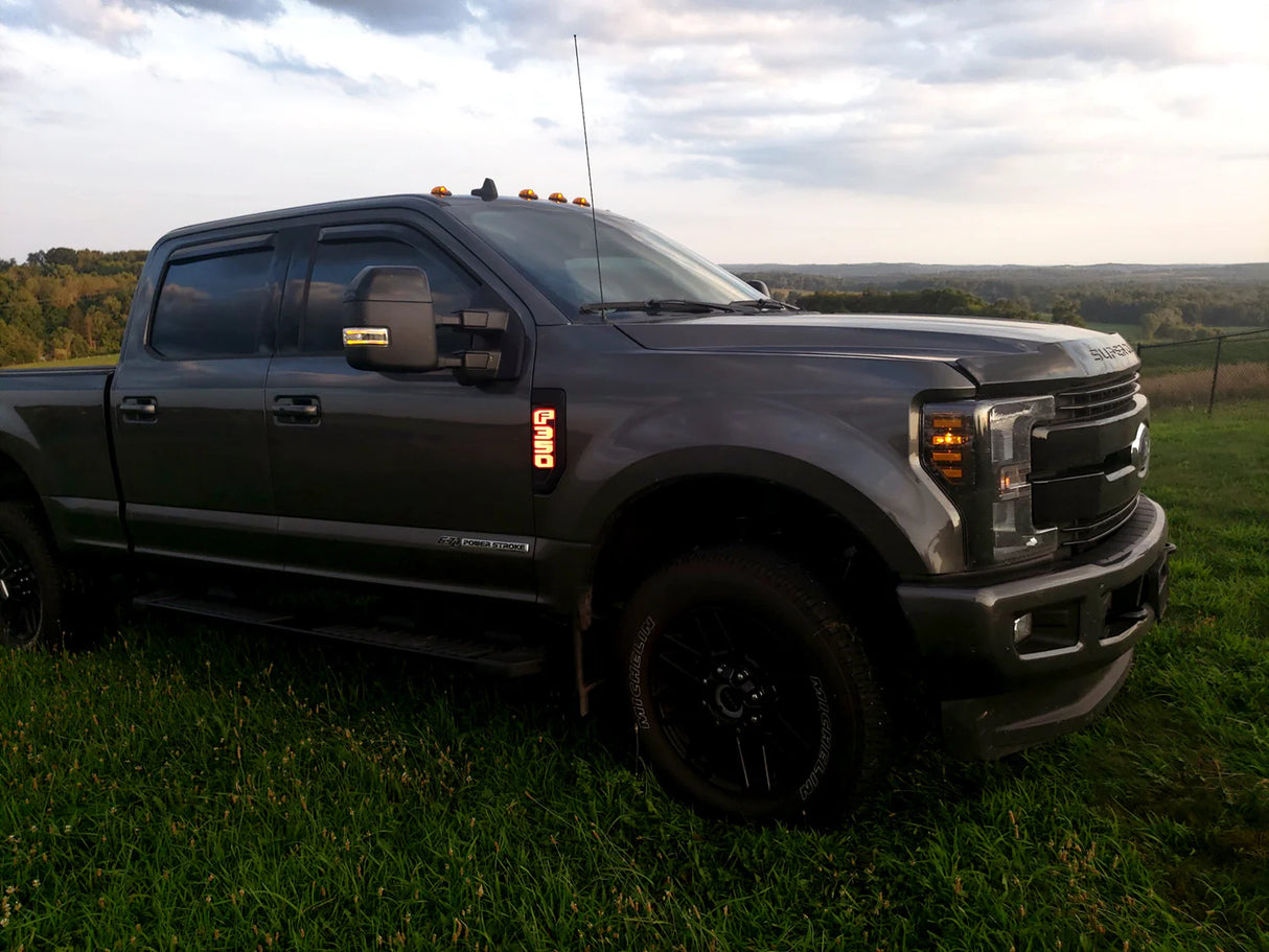 Ford F350 17-22 Illuminated Emblems in Black with Amber, Red, White & Blue LED